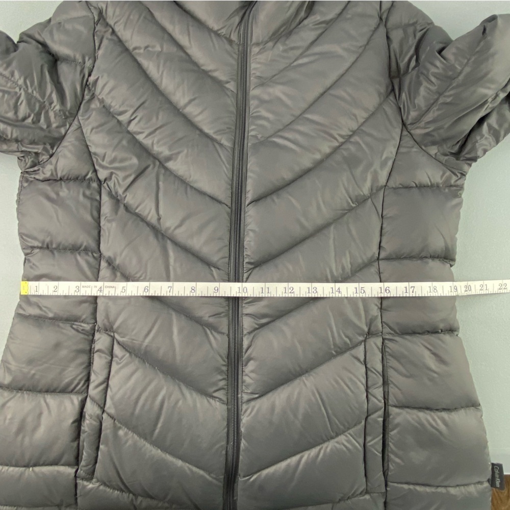 Calvin Klein Gunmetal Gray Lightweight Packable Puffer Down Jacket Wms sz L - Picture 12 of 15